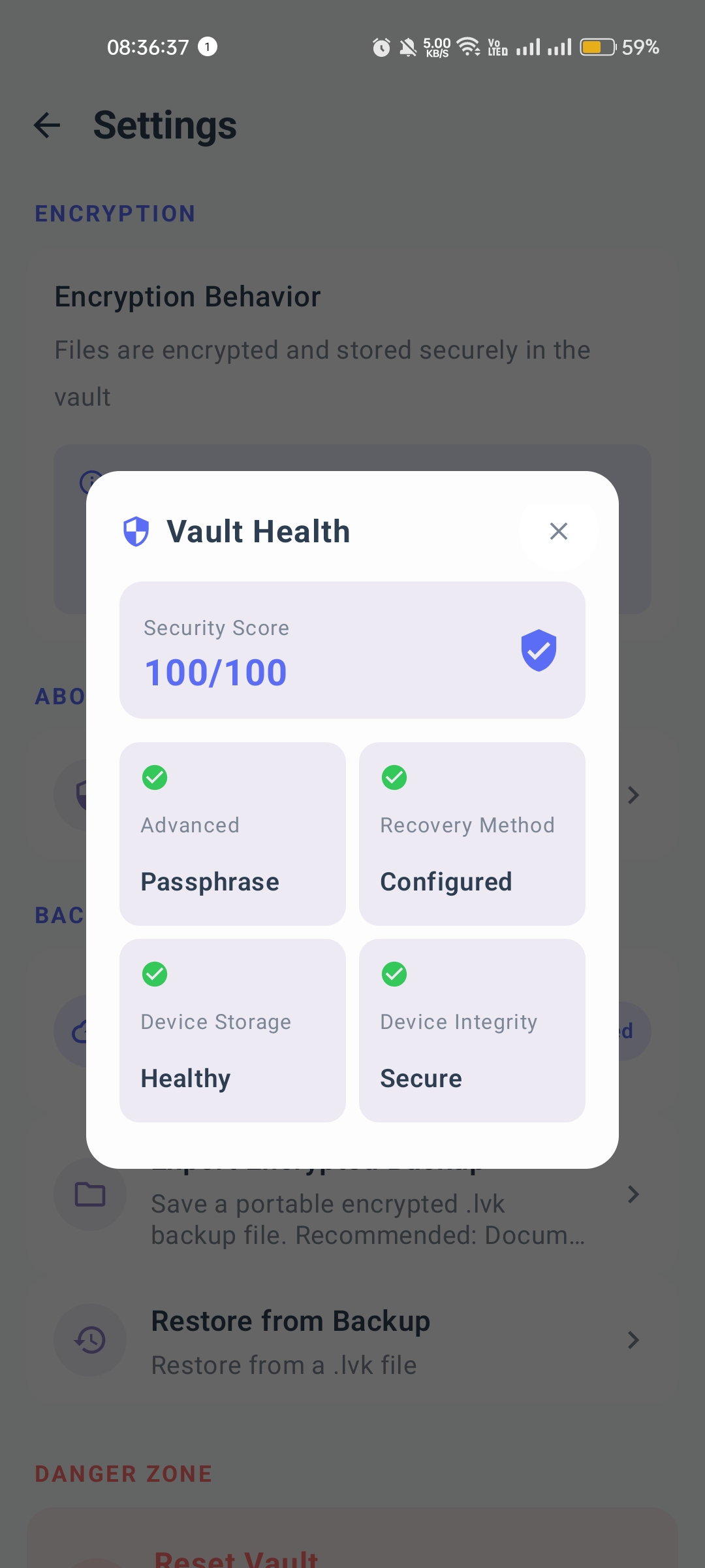 Lihenium vault health dialog